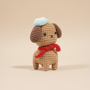 Sailor Hat <strong>Puppy</strong> Crochet Kit Beginner-Friendly Acrylic Yarn Charm for Bag &amp; Desktop Decor Gifts DIY Dog Crochet Kit - Product Image 3