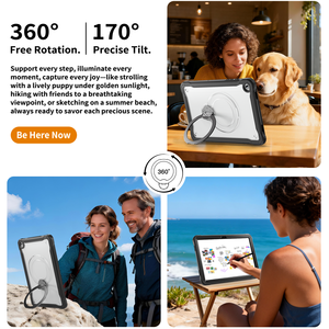 Étuis pour <span class=keywords><strong>tablette</strong></span> avec béquille rotative à 360 degrés transparents pour Samsung Galaxy Tab A11 Plus 11'' 2025, <span class=keywords><strong>verre</strong></span> trempé, supports en alliage d'aluminium - Product Image 4