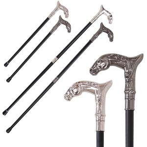 Canne <span class=keywords><strong>de</strong></span> marche rétro britannique avec ornements métalliques, cannes <span class=keywords><strong>de</strong></span> marche avec tête <span class=keywords><strong>de</strong></span> cheval en métal, canne <span class=keywords><strong>de</strong></span> gentleman, canne <span class=keywords><strong>de</strong></span> randonnée en alliage, 92 cm - Product Image 1