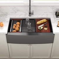 Évier de cuisine rectangulaire simple en acier inoxydable 304 fait main, design moderne haut de gamme, garantie 3 ans, facile à nettoyer
