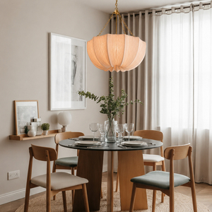 Elegant Pleated Rattan <b>Shell</b> Pendant <b>Light</b> Natural Textured Shade For Dining Table Bedroom Residential Indoor Lighting Project - Product Image 4