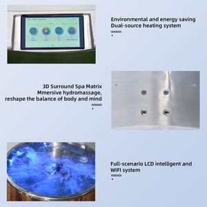 Vasca Portatile per Bagno Caldo <span class=keywords><strong>e</strong></span> Freddo, Vasca Idromassaggio Ibrida a Legna con Pompa di Circolazione per <span class=keywords><strong>Relax</strong></span> all'Aperto - Product Image 2