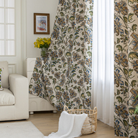 Rideaux occultants à isolation thermique bohème en polyester bleu profond avec impression florale vibrante bloquant la lumière pour la décoration de la maison/hôtel