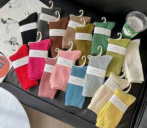 Vớ sọc tất nữ ống trung thu và mùa đông cotton nguyên chất dày tất cả trong một vớ thời trang giản dị - Product Image 1