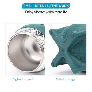 2025 all'ingrosso 180ML doppia parete 18/8 acciaio inossidabile Yerba <span class=keywords><strong>Mate</strong></span> zucche in Silicone modello di cuoio paglia tè tazza regalo da viaggio - Product Image 5