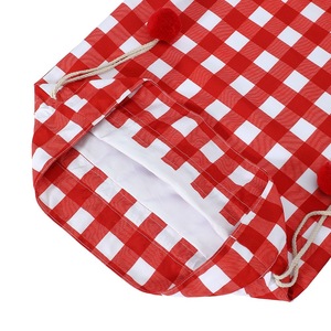 Bolsas de Papá Noel Personalizadas de Lona a Cuadros de Alta Calidad <span class=keywords><strong>con</strong></span> Cordón y Pompón para Decoración de Fiestas - Product Image 6