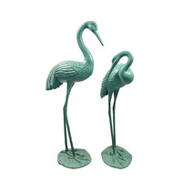 Statues d'héron en aluminium, sculpture de grue en métal, paire, ornement de jardin extérieur, étang, pelouse, décoration vintage rustique, oiseau aquatique, cadeau