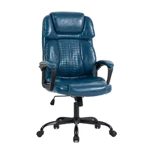 Chocolate Ivory Vintage Blue Leather Executive Boss ChairOffice Chair With Arms High Back Modern Computer For Men Women