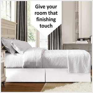 กระโปรงเตียงผ้าฝ้ายหรูหราแบบจีบ ขนาดควีนไซส์ ความยาว 12 นิ้ว สีขาว คุณภาพระดับโรงแรม ซักได้ ป้องกันฝุ่น - Product Image 2