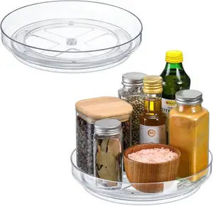 Küchen gewürz regal Sicheres Kunststoff-Spinn blech Lazy Susan Turntable Multifunktion Voll rotierender Vorrats behälter für Lebensmittel