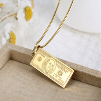 Collier en acier inoxydable vintage or pour hommes Hiphop Collier à billets d'un million de dollars américains Pendentif à billets d'argent Collier à bijoux