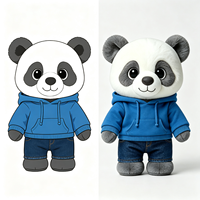 Peluche Panda Adorable avec Sweat à Capuche Bleu et Pantalon en Jean – Jouet en Peluche Super Doux, Compagnon et Souvenir