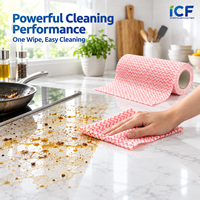 Gulungan Handuk Nonwoven Spunlace Kapasitas Minyak Tinggi, Dapat Digunakan Kembali, Lembut, Daya Serap Tinggi, Kain Pembersih untuk Meja Dapur