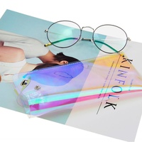 Étui à lunettes transparent personnalisé, sacoche en plastique pour lunettes, étui holographique pour lunettes de soleil