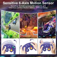 Control Inalámbrico para Gamecube con Función Turbo, Joystick de Juego con Movimiento Giroscópico de 6 Ejes para Nintendo Switch
