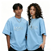 T-shirt surdimensionné personnalisé avec logo imprimé pour hommes et femmes, coupe décontractée à épaules tombantes, en coton épais, fabrication de vêtements à marque privée