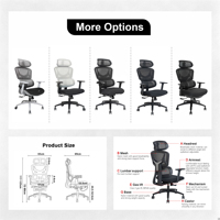 Kabel Chaise de bureau ergonomique de haute qualité au design moderne avec soutien lombaire en tissu maillé avec appui-tête réglable