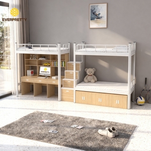 Muebles para Dormitorios Escolares, Sistema de Ensamblaje, <span class=keywords><strong>Cama</strong></span> Metálica para Hostales Juveniles, Litera Moderna Tipo Loft <span class=keywords><strong>con</strong></span> <span class=keywords><strong>Escritorio</strong></span> para Adultos, Certificación CE - Product Image 3