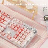 Teclado Mecánico con Cable USB TK930 Rouge Kitty con Retroiluminación y Diseño Rosa de Alta Estética para Uso en Oficina y Juegos de PC para Mujeres