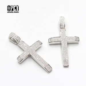 Hot Sale Cross Pendant Width 925 Sterling Silver with ice out Moissanite Pendant Hip Hop Cross Pendant