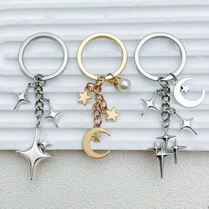 Portachiavi all'ingrosso di colore oro carino stella luna portachiavi in acciaio inox borsa borsa borsa zaino charm <span class=keywords><strong>porta</strong></span> auto - Product Image 2