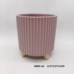 <span class=keywords><strong>Pot</strong></span> à rayures en céramique à pieds cylindriques dans des pots <span class=keywords><strong>de</strong></span> fleurs jardinières pour votre jardin - Product Image 2