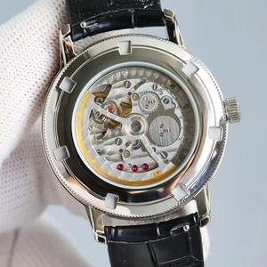 Montre mécanique de luxe pour homme avec lunette sertie de diamants, boîtier argenté, étanche, réserve de marche, date, nouvelle collection 2026, bracelet en cuir - Product Image 4