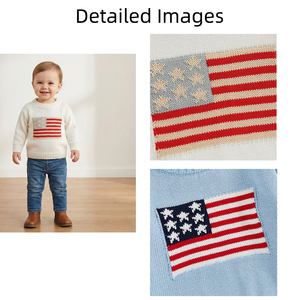 Sweater Pullover Bendera Amerika 4 Juli Unisex Bayi Baru Lahir-Balita Katun Lembut Bernapas Elastis Ringan Patriotik - Product Image 2