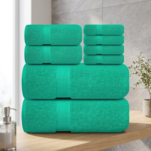 Ensemble de serviettes de bain en coton vert ORCHID, hypoallergéniques, séchage rapide, bio, écologiques, tissées, douces, absorbantes, pour hôtel, spa, maison, en gros - Product Image 1