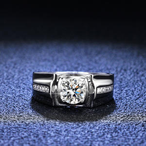 Pas cher se marier D couleur 1 carat Mosanite bague en argent Sterling 925 haute qualité carbone <span class=keywords><strong>silice</strong></span> hommes bague étanche bijoux - Product Image 5