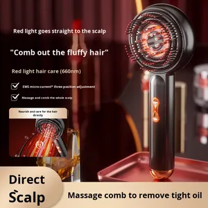 Peine de Masaje Eléctrico con Microcorriente Ems, Masajeador de Cabeza con Luz Roja e Infusión de Aceites Esenciales, Instrumento Multifuncional para el Cuidado del Cabello H-GO1 - Product Image 3