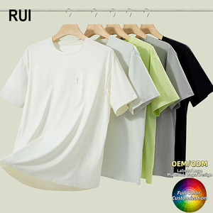 Camisetas RUIQUWIN Antiarrugas y Transpirables para Hombre, de Secado Rápido, Talla Grande, de Seda Helada, que Absorbe la Humedad, de Manga Corta - Product Image 1