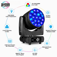 19 pièces 15W RGBW 4-en-1 Projecteur LED à tête mobile Big Bee Eye avec zoom, contrôle par pixel, RDM, DMX512, 16 bits, pour scène, discothèque et spectacle