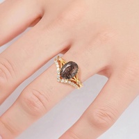Nouvel ensemble de bagues Gemnel en argent sterling 925 avec logo personnalisé, motif chevron à double sangle, pour mariage, accent de mariée, empilables, promesse, opale rose feu