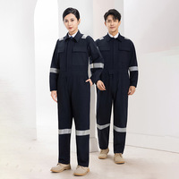 Salopette de travail réfléchissante multi-poches à manches longues en polyester-coton pour hommes, idéale pour les secteurs maritime et mécanique, collection printemps-automne