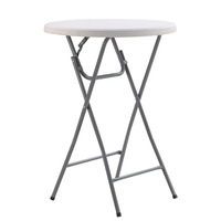 Haute qualité extérieur Portable Dia 60cm 80cm blanc haut rond Cocktail pliant Tables de bar en plastique pour les événements