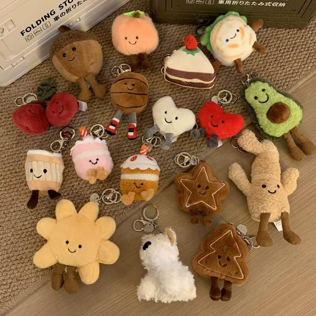 Multi Color Jellycatts Inspired Plush Toy Cartoon Bag Charm & Keychain Realistic Food Design Gift & Wholesale