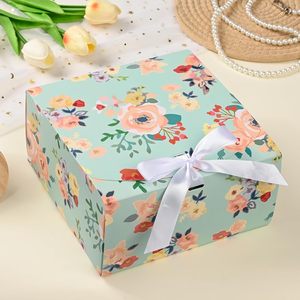 Scatole Regalo Vintage con Stampe Floreali JUNHAO, Riciclabili, con Manici e Nastri, 8x8x4 Pollici, per Proposte di Damigelle e Matrimoni - Product Image 5