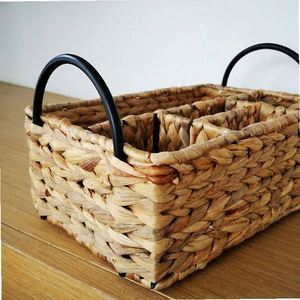 Raffia-Fransen-Tragetasche, kleiner geflochtener Korb, rund, mittelgroß, Osterkirsche, Seegras-Set, Boho-Seegras, 2-stöckiger Obstkorb, 8,5L, faltbar - Product Image 2