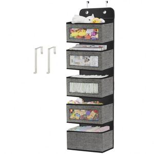 Organizador Colgante Transparente con Ganchos Metálicos para Puerta o Pared, con 5 Bolsillos Grandes para Armario o Cuarto de Bebé - Product Image 2