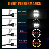 Pour Jeep Hummer, anneau de phare LED de 7 pouces, Boss Angel Eye, feux de route LED blanc/ambre pour véhicule tout-terrain