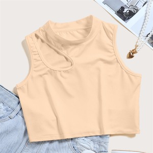 <span class=keywords><strong>Débardeur</strong></span> décontracté pour femmes, mode bon marché, simple, couleur unie, sans manches, ajouré - Product Image 6