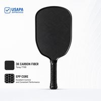 Raquette de pickleball, surface à haute friction, épaisseur 16 mm, poignée en cuir, matériau hybride, amortisseur en silicone, bordure