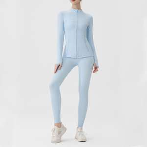 ABD Yurtdışı Deposu Kadın Esnek Kumaşlı Rahat Cilt Dostu Hipoalerjenik Düz Renk Yoga Seti - Product Image 6