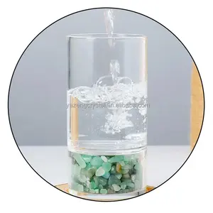 Wholesale crystal crafts glass bottle with crystal chips drinking cup Rose Quartz Cup Healing Stone For Folk Crafts Gift