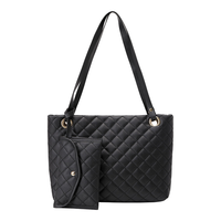 Tas Tote Kulit PU Wanita 2in1 Set Terbaru, Tas Selempang Bahu dengan Dompet, Warna Putih Kasual, Kapasitas Besar, Tas Ponsel