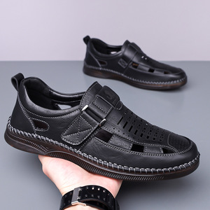 Men's Summer <b>Slides</b> Round Toe Rubber Outsole Casual Slip-On Sandals With Breathable Cut-Out Design For Comfortable Wear - Product Image 2
