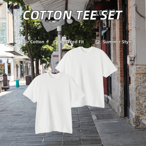 Ensembles deux pièces décontractés d'été pour hommes : T-shirts respirants en coton à manches courtes et shorts coupe décontractée - Product Image 2