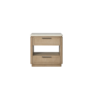 Two <b>Drawer</b> Nightstand With Oak Veneer Fronts <b>Storage</b> Cabinet Bedroom Furniture - Product Image 1