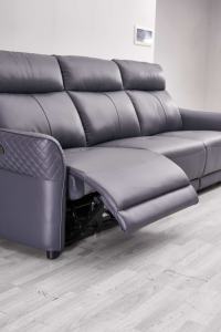 Sofá Reclinable Eléctrico <span class=keywords><strong>Roma</strong></span> de Tres Plazas con Chaise Longue, Cuero Genuino, Moderno, Minimalista, de Lujo, para Sala de Estar - Product Image 6